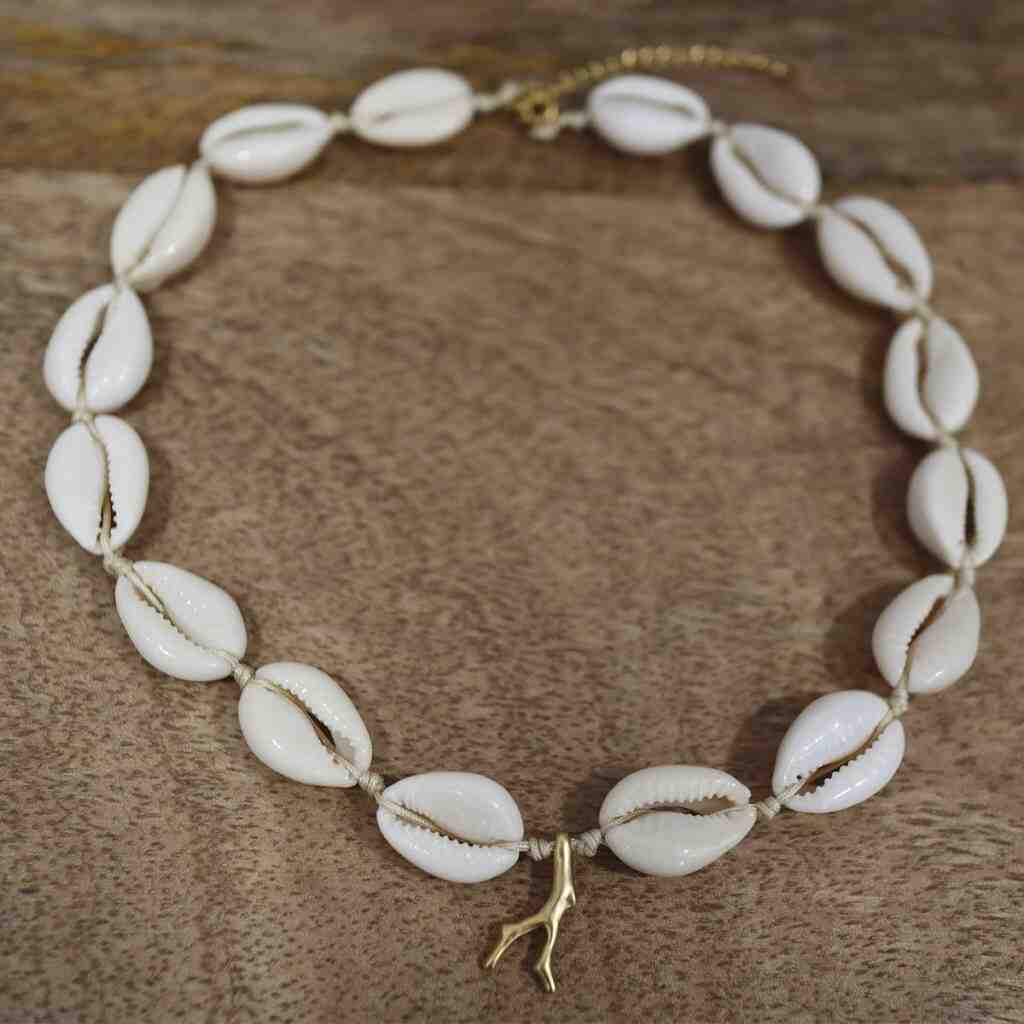 Ensemble Bijoux Coquillage Cauri – Boucles D'Oreilles & Collier Doré – Neuf Avec Étiquettes